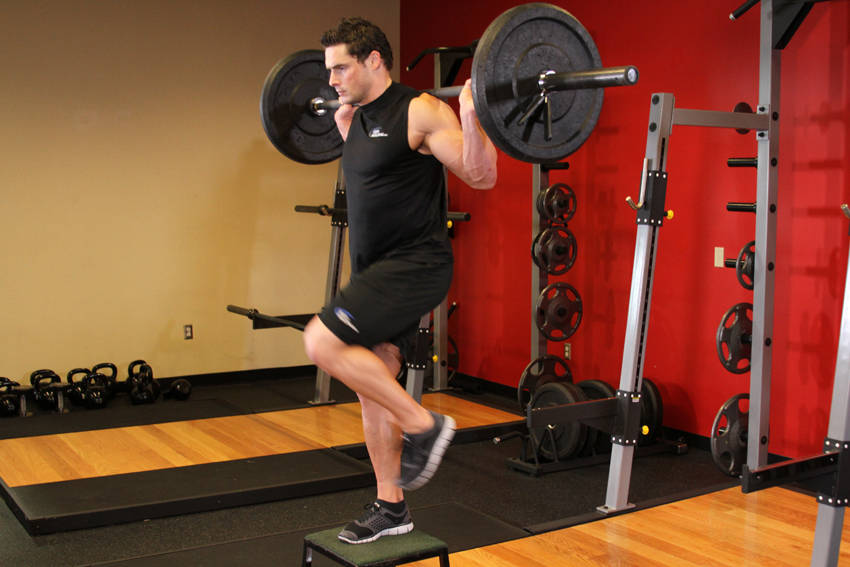 Barbell Step Ups, end position