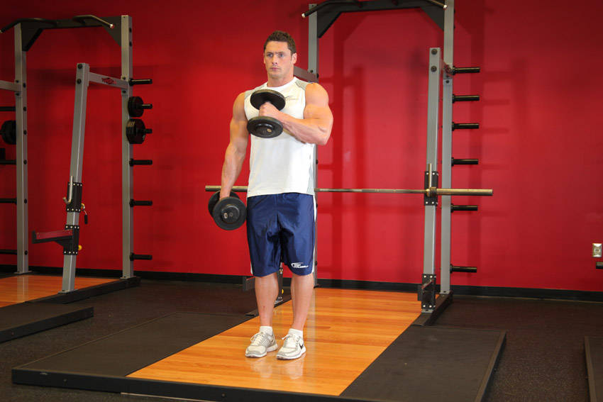 Cross Body Hammer Curl, end position