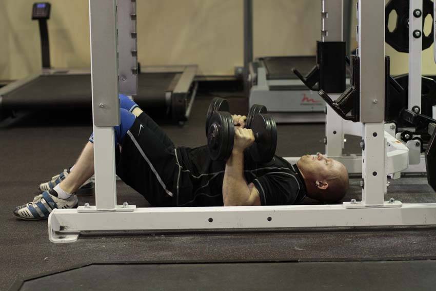 Dumbbell Floor Press, end position