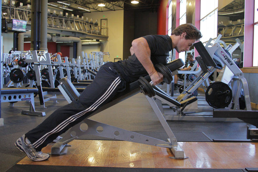 Dumbbell Incline Row, end position