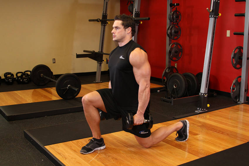 Dumbbell Lunges, end position