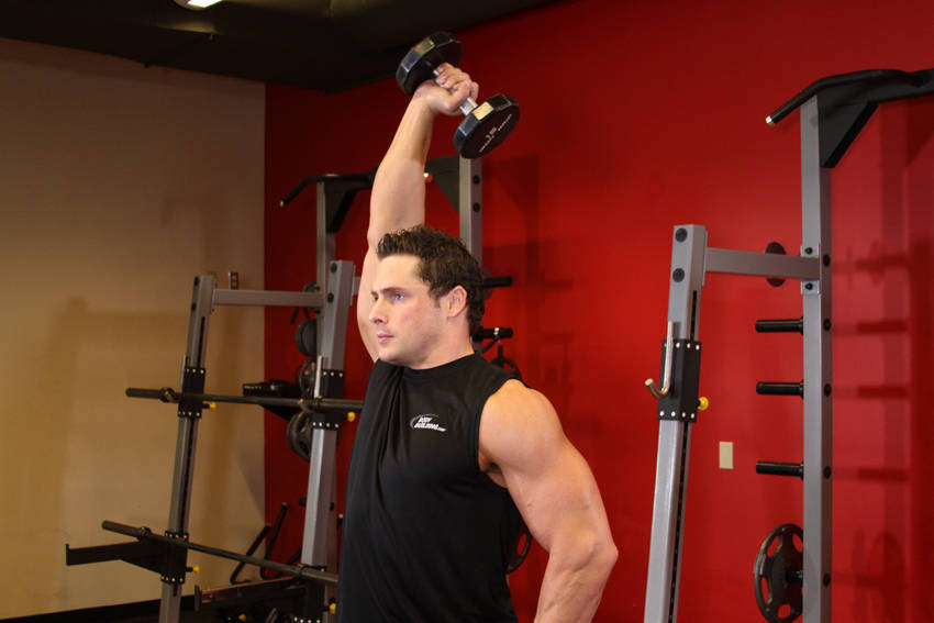 Dumbbell One-Arm Triceps Extension, end position
