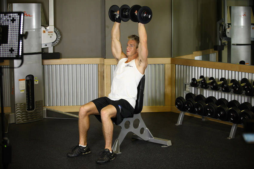 Dumbbell Shoulder Press, end position