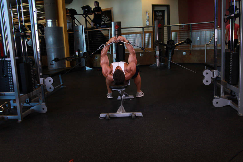 Flat Bench Cable Flyes, end position