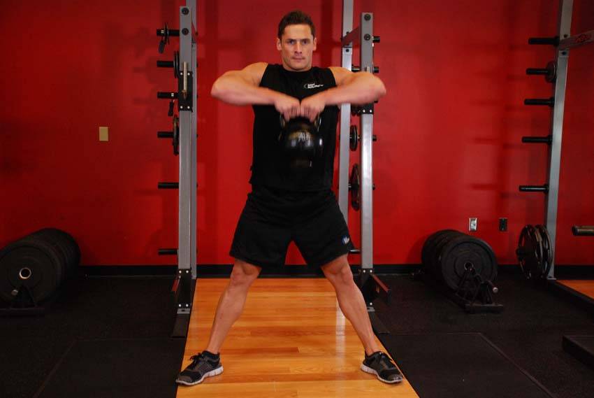 Kettlebell Sumo High Pull, end position