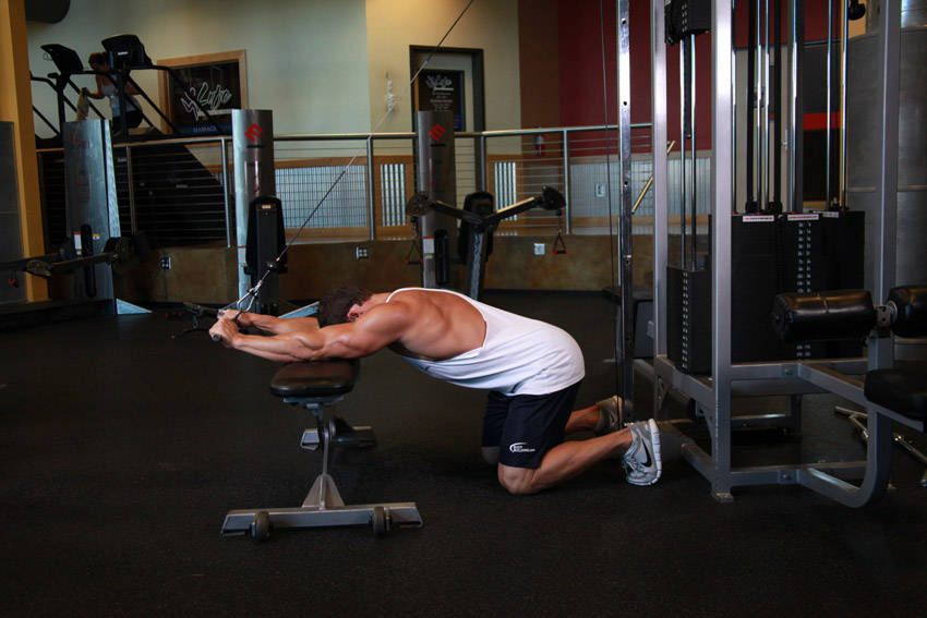 Kneeling Cable Triceps Extension, end position