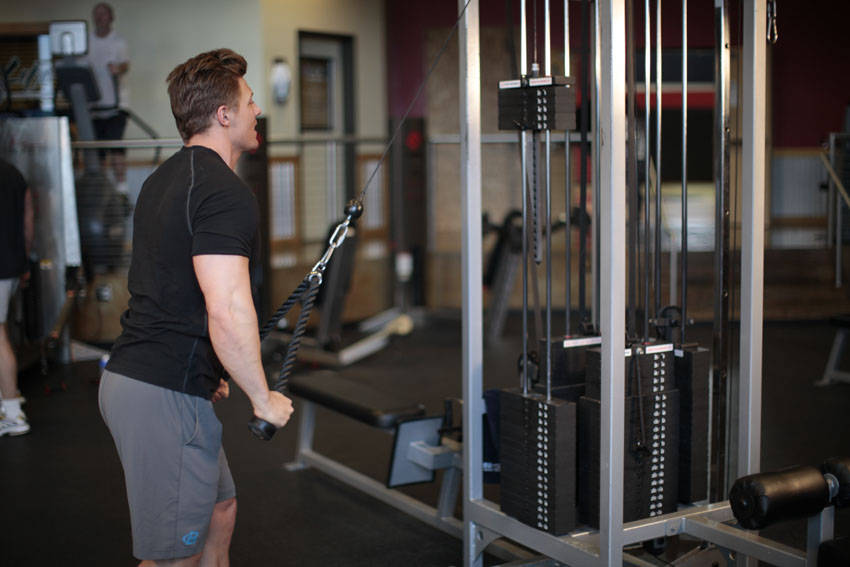 Rope Straight-Arm Pulldown, end position