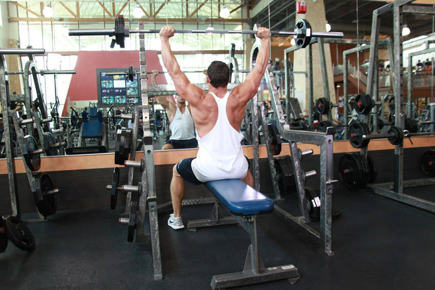 Seated Barbell Military Press, end position