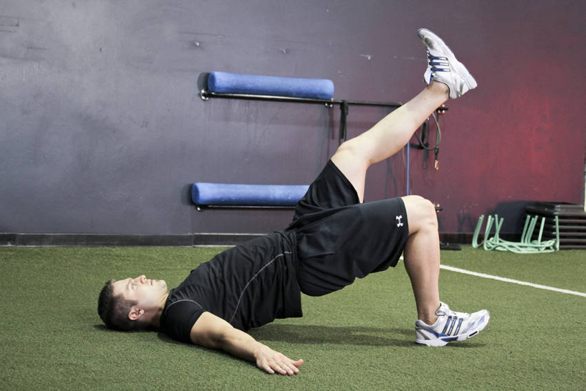 Single Leg Glute Bridge, end position