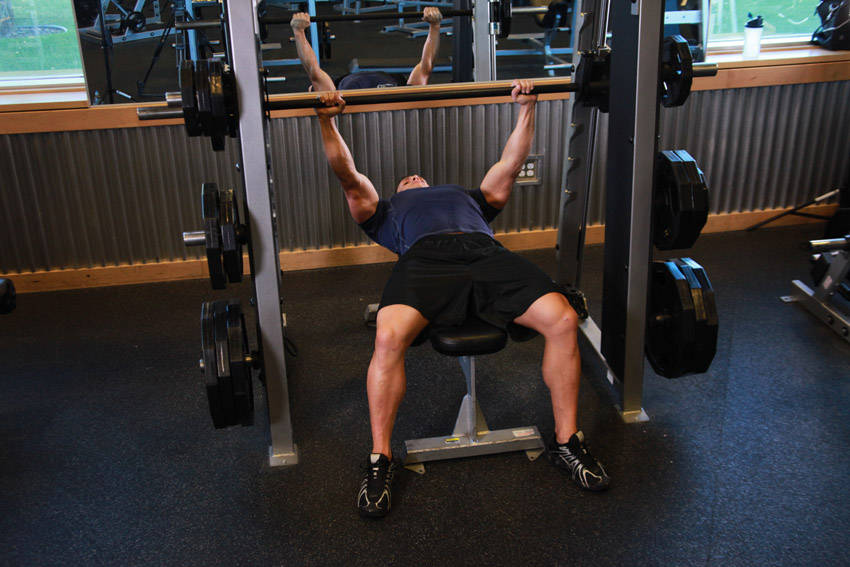 Smith Machine Bench Press, end position