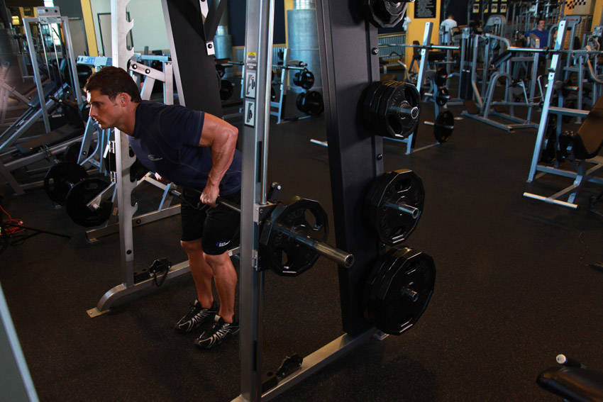 Smith Machine Bent Over Row, end position