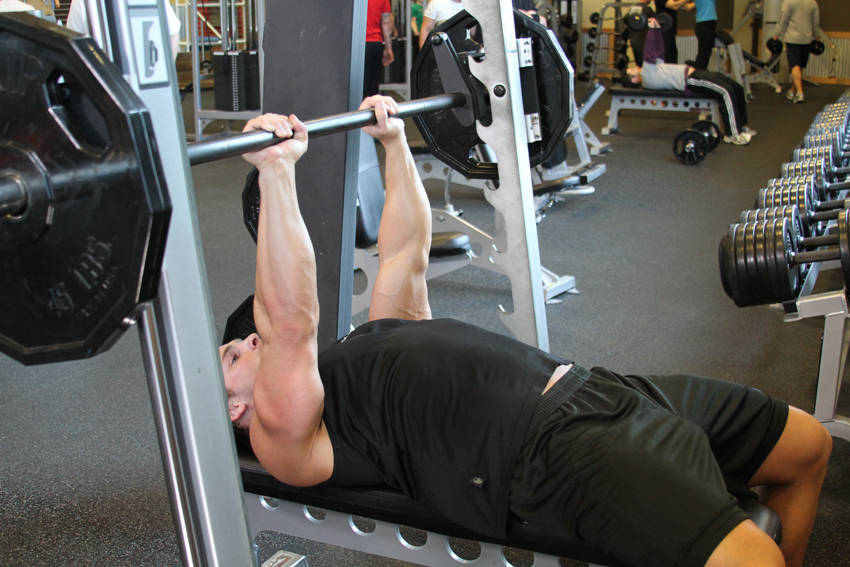Smith Machine Close-Grip Bench Press, end position