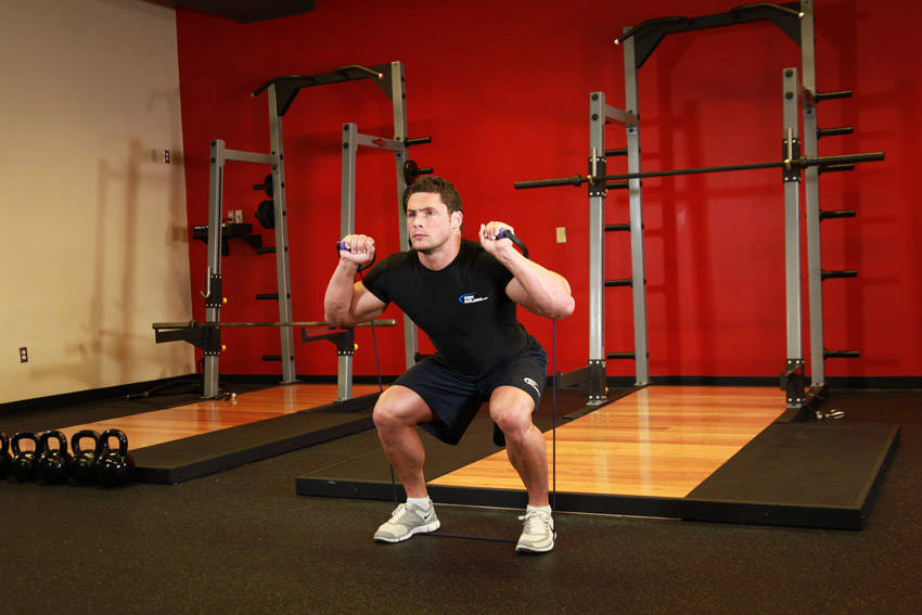 Squats - With Bands, end position