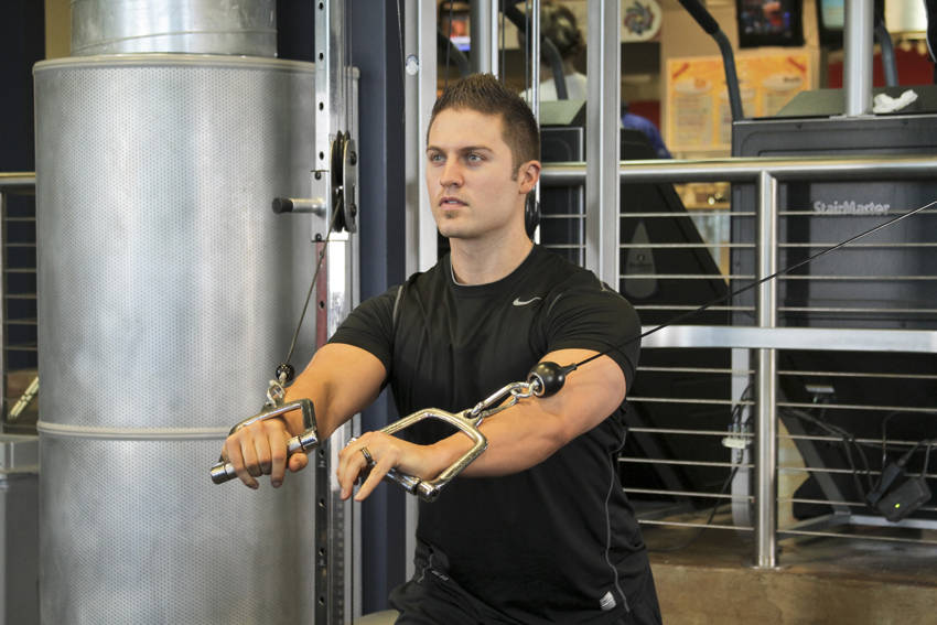 Standing Cable Chest Press, end position