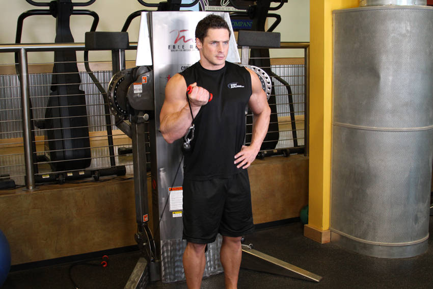 Standing One-Arm Cable Curl, end position