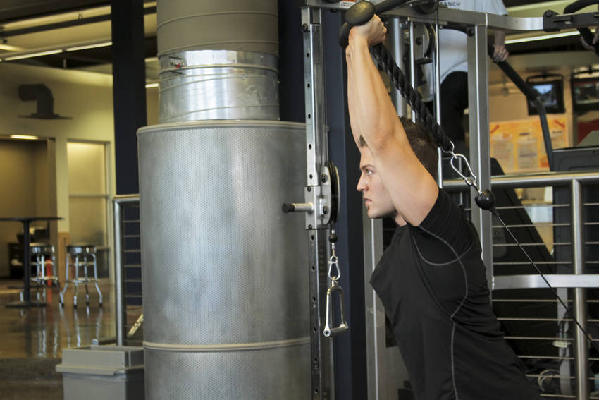 Triceps Overhead Extension with Rope, end position